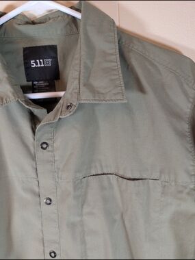 5.11 Tactical Shirt Mens Large Green Long Sleeve Button Down Utility